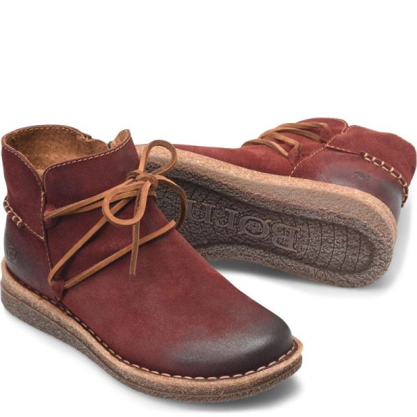 Born | Women's Calyn Boots - Dark Brick Distressed (Red) | Quick Ship