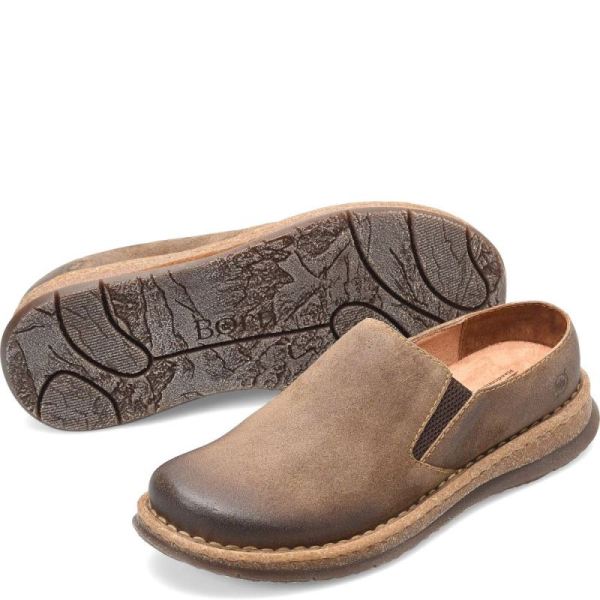 Born | Men's Bryson Clog Slip-Ons & Lace-Ups - Taupe Avola distressed (Tan) | Quick Ship