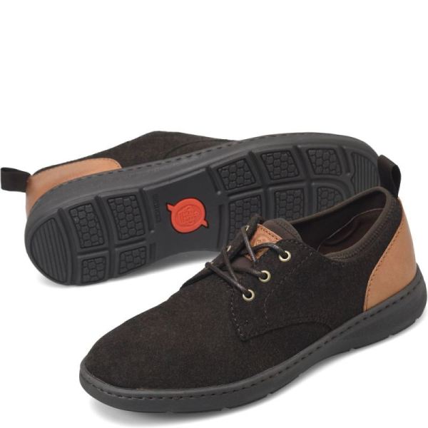 Born | Men's Marcus Slip-Ons & Lace-Ups - Dark Brown Wool Combo (Brown) | Quick Ship