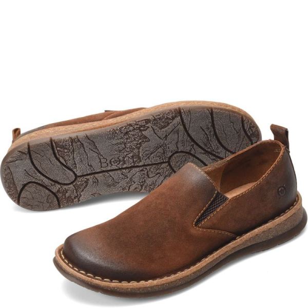 Born | Men's Bryson Slip-Ons & Lace-Ups - Glazed Ginger Distressed (Brown) | Quick Ship