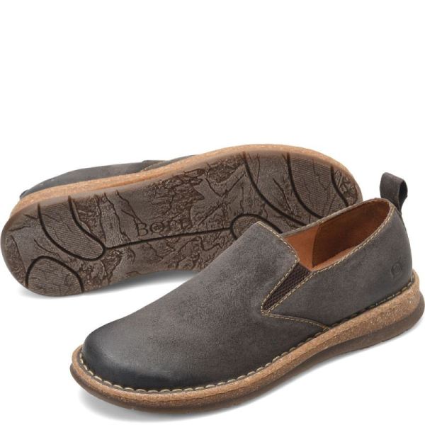 Born | Men's Bryson Slip-Ons & Lace-Ups - Dark Concrete Distressed (Grey) | Quick Ship