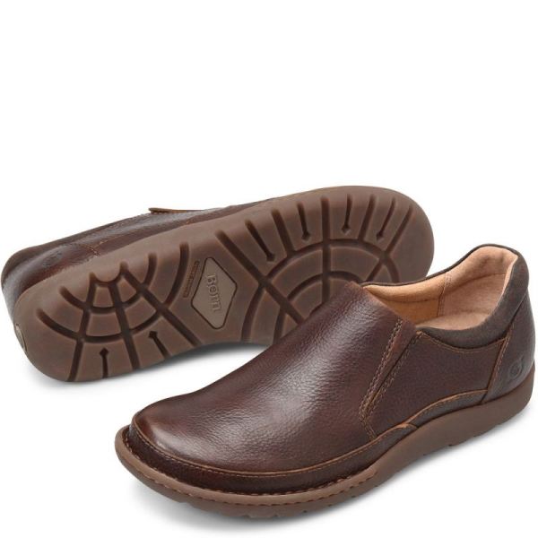 Born | Men's Nigel Slip On Slip-Ons & Lace-Ups - Dark Brown (Brown) | Quick Ship