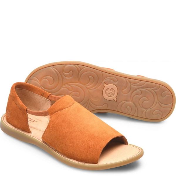 Born | Women's Cove Modern Sandals - Cognac Suede (Brown) | Quick Ship
