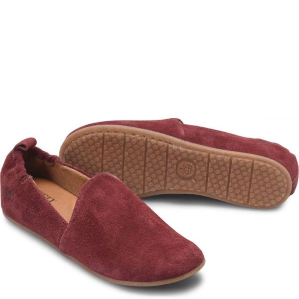 Born | Women's Margarite Slip-Ons & Lace-Ups - Dark Brick Suede (Red) | Quick Ship