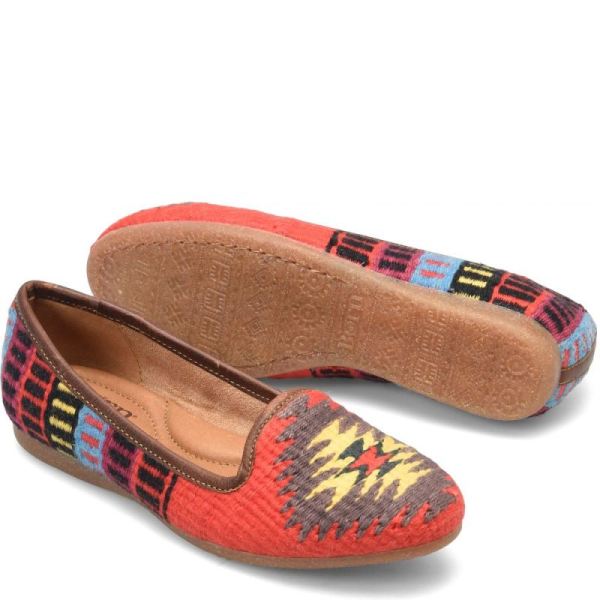 Born | Women's Giselle Flats - Red Cotton Fabric (Multicolor) | Quick Ship