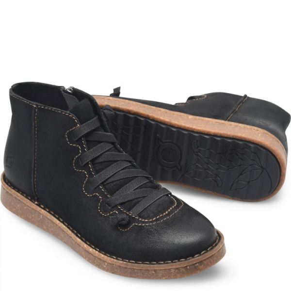 Born | Women's Sienna Slip-Ons & Lace-Ups - Black Distressed (Black) | Quick Ship