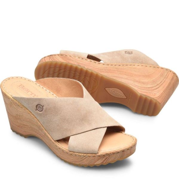 Born | Women's Nora Sandals - Cream Visone Suede (Tan) | Quick Ship