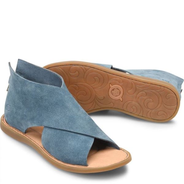 Born | Women's Iwa Sandals - Jeans Suede (Blue) | Quick Ship