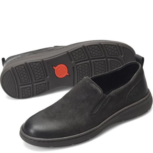 Born | Men's Morgan Slip-Ons & Lace-Ups - Dark Carbon Distressed (Grey) | Quick Ship