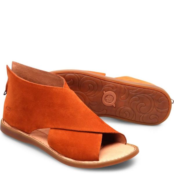 Born | Women's Iwa Sandals - Cognac Suede (Brown) | Quick Ship