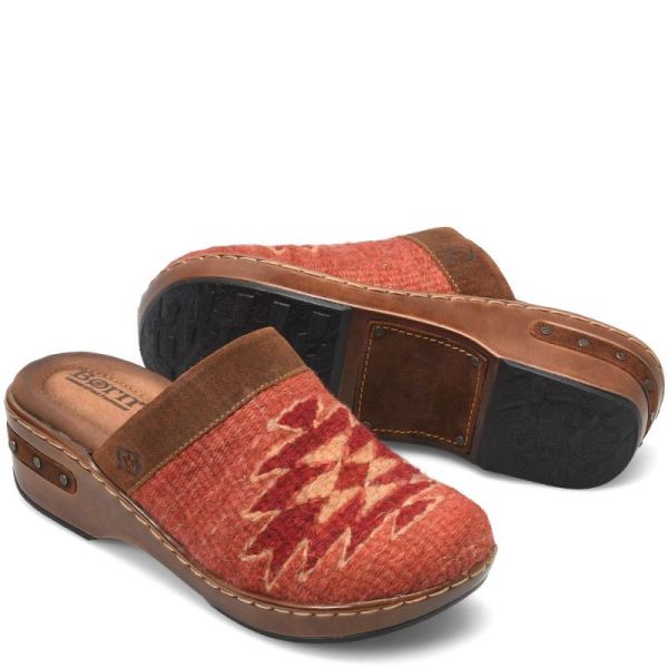 Born | Women's Bandy Blanket Clogs - Rust Blanket Combo (Brown) | Quick Ship