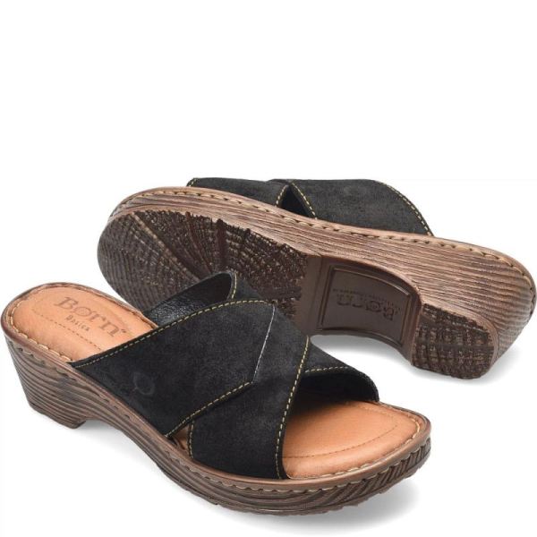 Born | Women's Teayo Basic Sandals - Black Distressed (Black) | Quick Ship