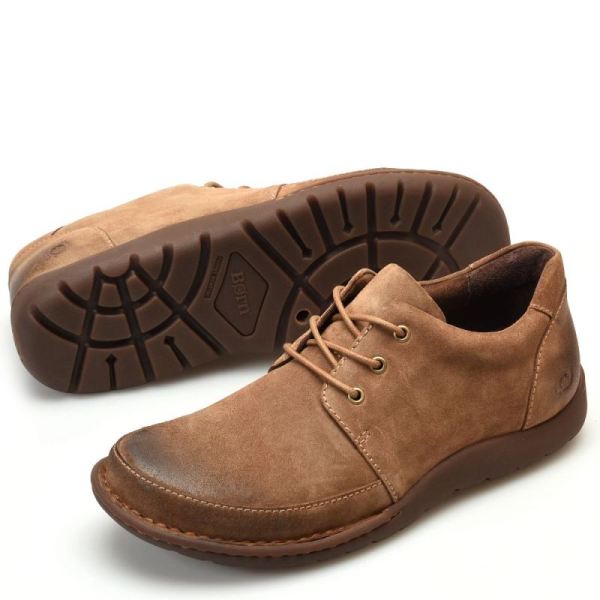 Born | Men's Nigel 3-Eye Slip-Ons & Lace-Ups - Saddle Distressed (Tan) | Quick Ship