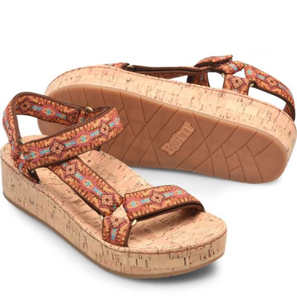 Born | Women's Sirena Sandals - Orange Fabric (Multicolor) | Quick Ship