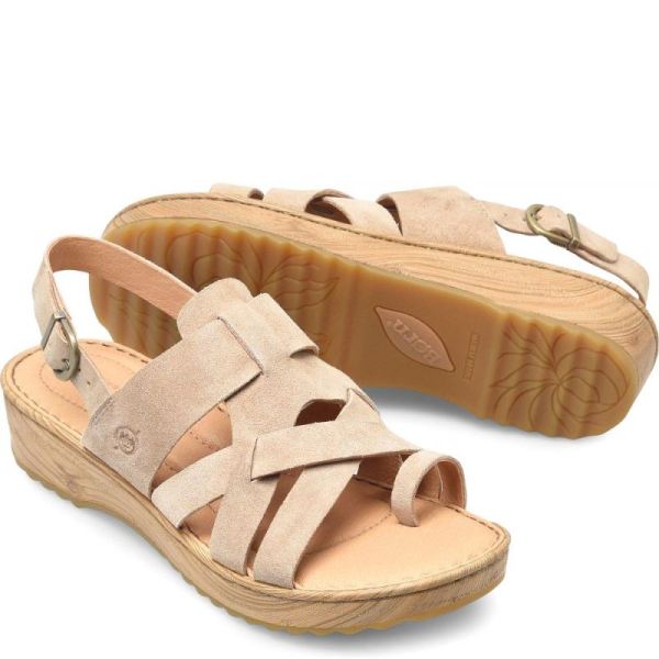 Born | Women's Abbie Sandals - Cream Visone Suede (White) | Quick Ship
