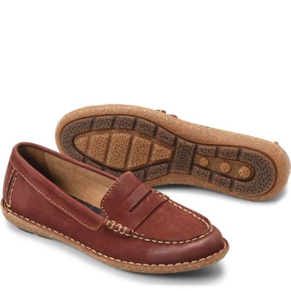 Born | Women's Nerina Slip-Ons & Lace-Ups - Red Nubuck (Red) | Quick Ship