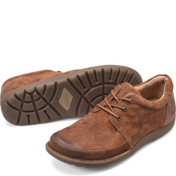 Born | Men's Nigel 3-Eye Slip-Ons & Lace-Ups - Rust Tobacco Distressed (Brown) | Quick Ship