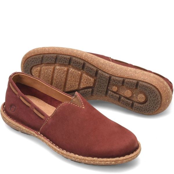 Born | Women's Naya Slip-Ons & Lace-Ups - Brick Nubuck (Red) | Quick Ship