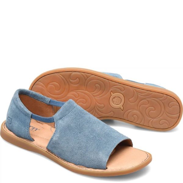 Born | Women's Cove Modern Sandals - Jeans Suede (Blue) | Quick Ship