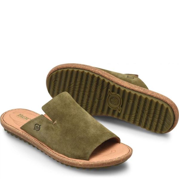 Born | Women's Mesilla Sandals - Army Green Suede (Green) | Quick Ship