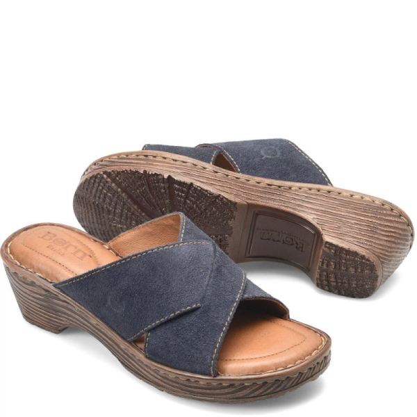 Born | Women's Teayo Basic Sandals - Navy Indigo Distressed (Blue) | Quick Ship