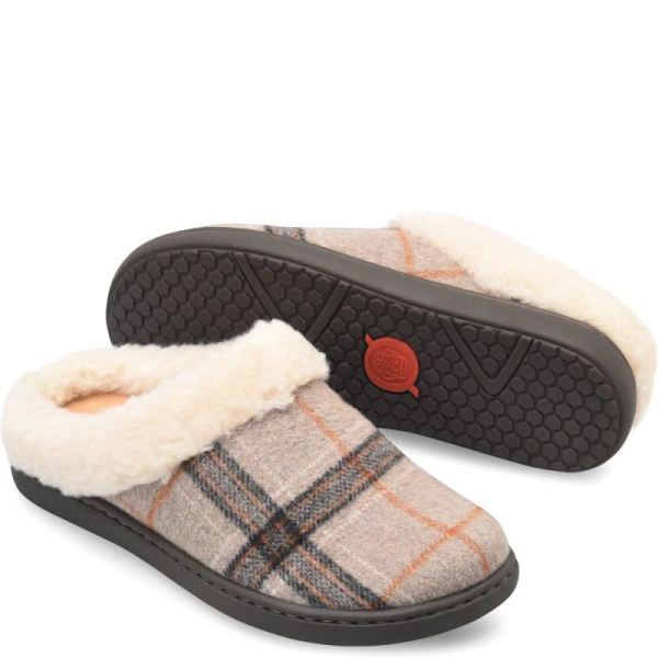 Born | Women's Ali Slip-Ons & Lace-Ups - Taupe Plaid Wool (Tan) | Quick Ship