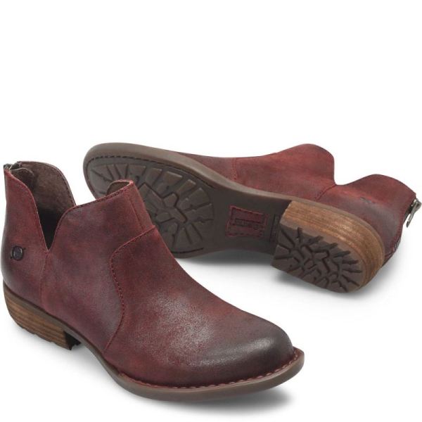 Born | Women's Kerri Boots - Dark Brick Distressed (Red) | Quick Ship