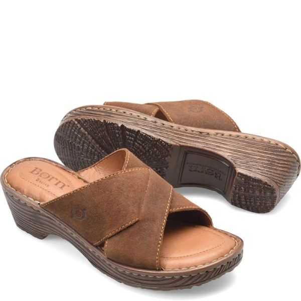 Born | Women's Teayo Basic Sandals - Glazed Ginger Distressed (Brown) | Quick Ship