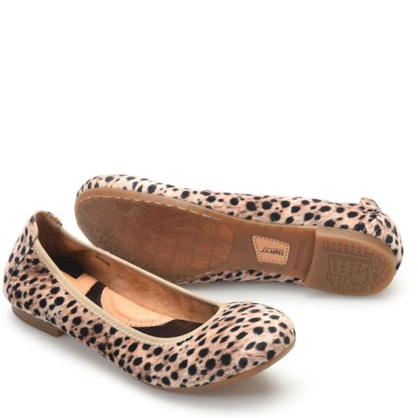 Born | Women's Julianne Flats - Black Natural Leopard (Animal Print) | Quick Ship