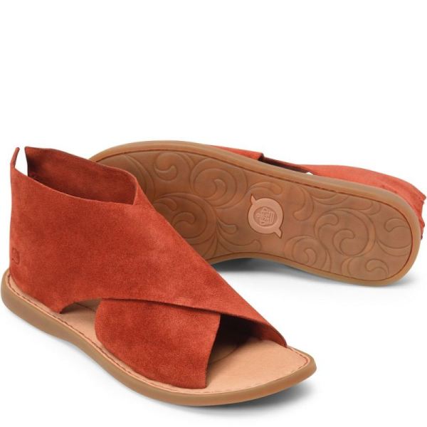 Born | Women's Iwa Sandals - Red Arogosta Suede (Red) | Quick Ship
