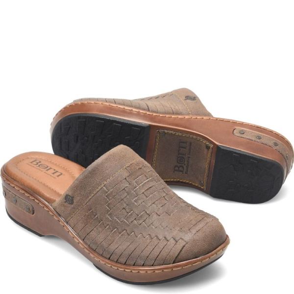 Born | Women's Yucatan Distressed Clogs - Wet Weather (Grey) | Quick Ship