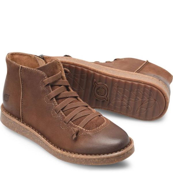 Born | Women's Sienna Slip-Ons & Lace-Ups - Rust Tobacco Distressed (Brown) | Quick Ship