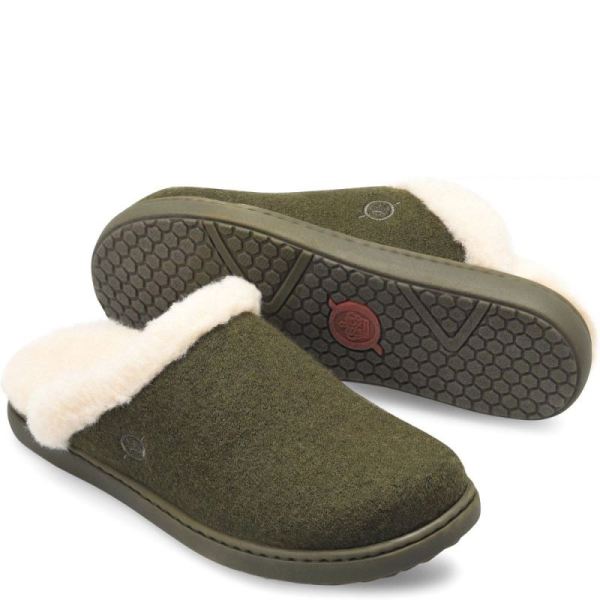 Born | Women's Zoe Clogs - Dark Military Wool Combo (Green) | Quick Ship