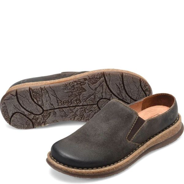 Born | Men's Bryson Clog Slip-Ons & Lace-Ups - Dark Concrete Distressed (Grey) | Quick Ship