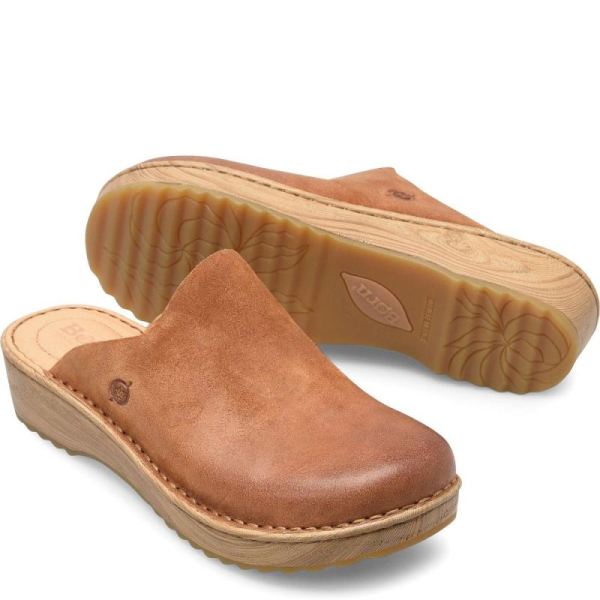Born | Women's Andy Clogs - Camel Distressed (Tan) | Quick Ship