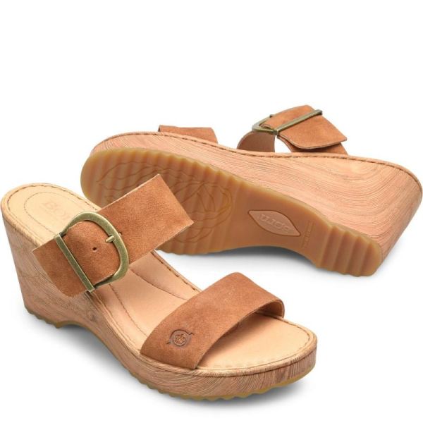 Born | Women's Emily Sandals - Camel Distressed (Tan) | Quick Ship