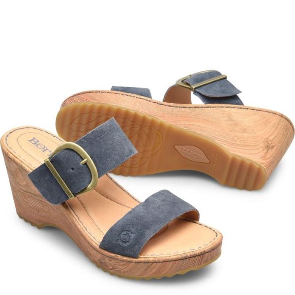 Born | Women's Emily Sandals - Light Jeans Distressed (Blue) | Quick Ship