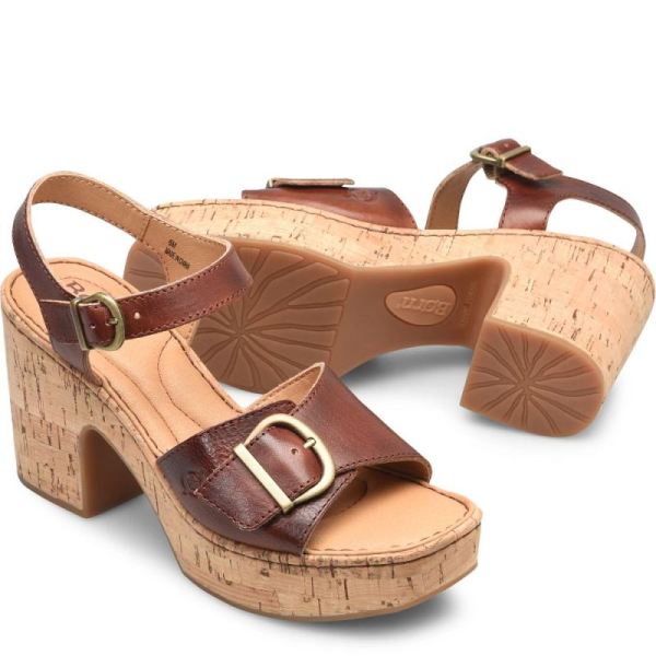 Born | Women's Browyn Sandals - Dark Tan Bourbon (Brown) | Quick Ship