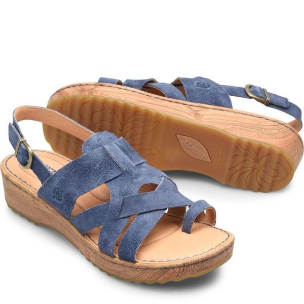 Born | Women's Abbie Sandals - Indigo Suede (Blue) | Quick Ship