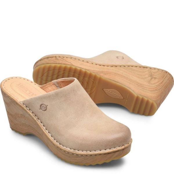 Born | Women's Natalie Clogs - Cream Visone Distressed (Tan) | Quick Ship