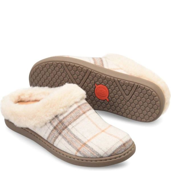 Born | Women's Ali Slip-Ons & Lace-Ups - Winter White Plaid Wool (White) | Quick Ship
