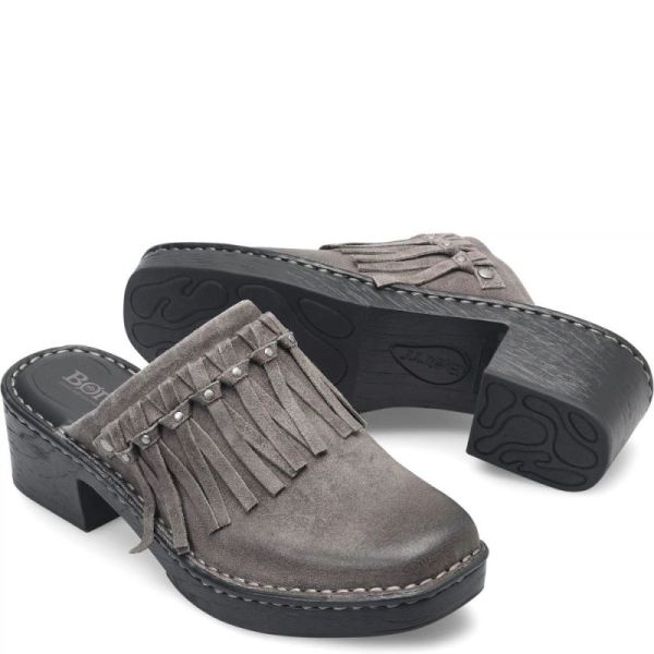 Born | Women's Harmony Clogs - Dark Basalto Distressed (Grey) | Quick Ship