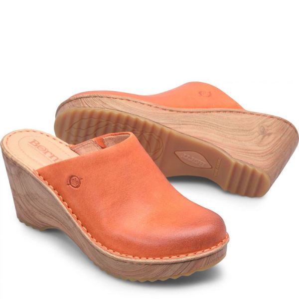 Born | Women's Natalie Clogs - Albicocca Distressed (Orange) | Quick Ship