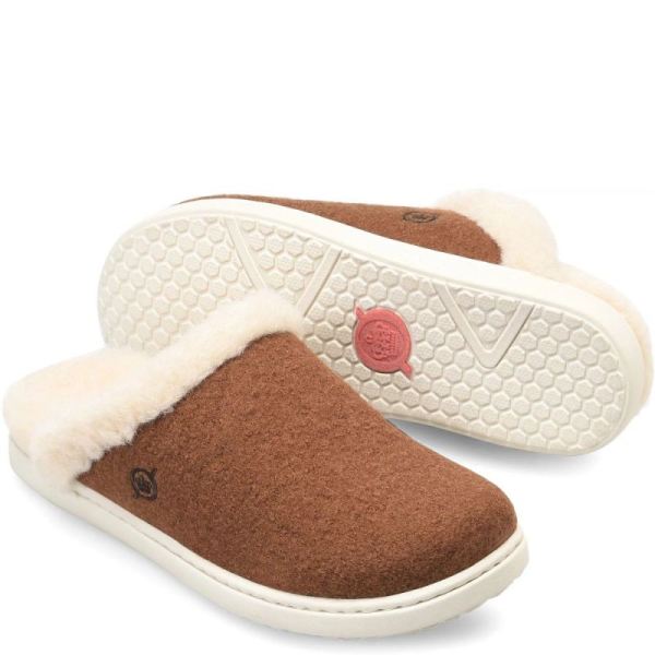 Born | Women's Zoe Clogs - Cognac Wool Combo (Brown) | Quick Ship