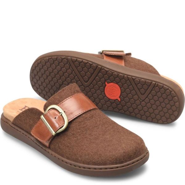 Born | Women's Lia Clogs - Cognac Felt Combo (Brown) | Quick Ship
