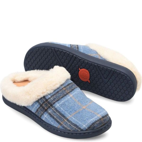 Born | Women's Ali Slip-Ons & Lace-Ups - Blue Plaid Wool (Blue) | Quick Ship