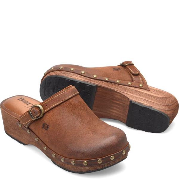 Born | Women's Jewel Clogs - Glazed Ginger Distressed (Brown) | Quick Ship