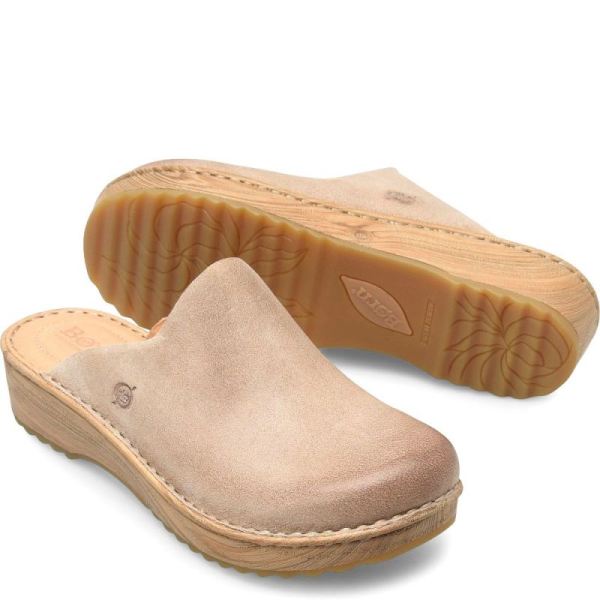 Born | Women's Andy Clogs - Cream Visone Distressed (Tan) | Quick Ship