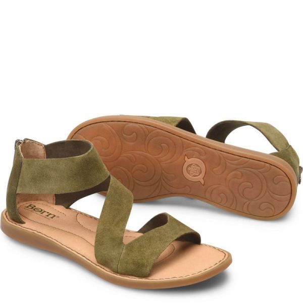 Born | Women's Irie Sandals - Army Green Suede (Green) | Quick Ship