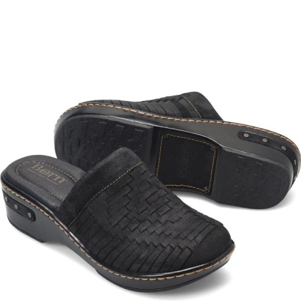 Born | Women's Yucatan Distressed Clogs - Black | Quick Ship